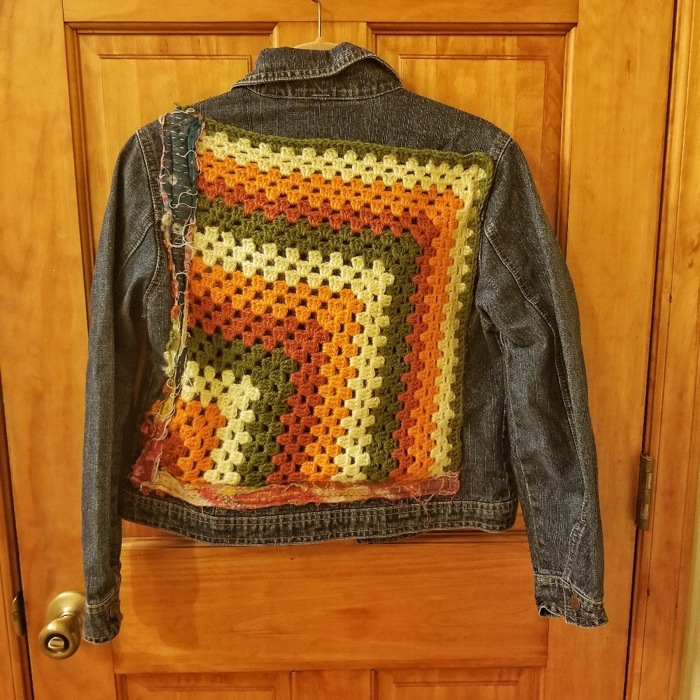 One of a Kind Boho Upcycled Denim Jacket